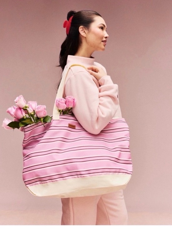 Parke Handbags - Parke Pink Striped Canvas Tote Bag Valentines Day 2026